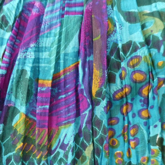 Vintage 90s Cotton Gauze Floral Babydoll Dress Maxi Flowy Boho Half Sleeve KVM L - Picture 6 of 8